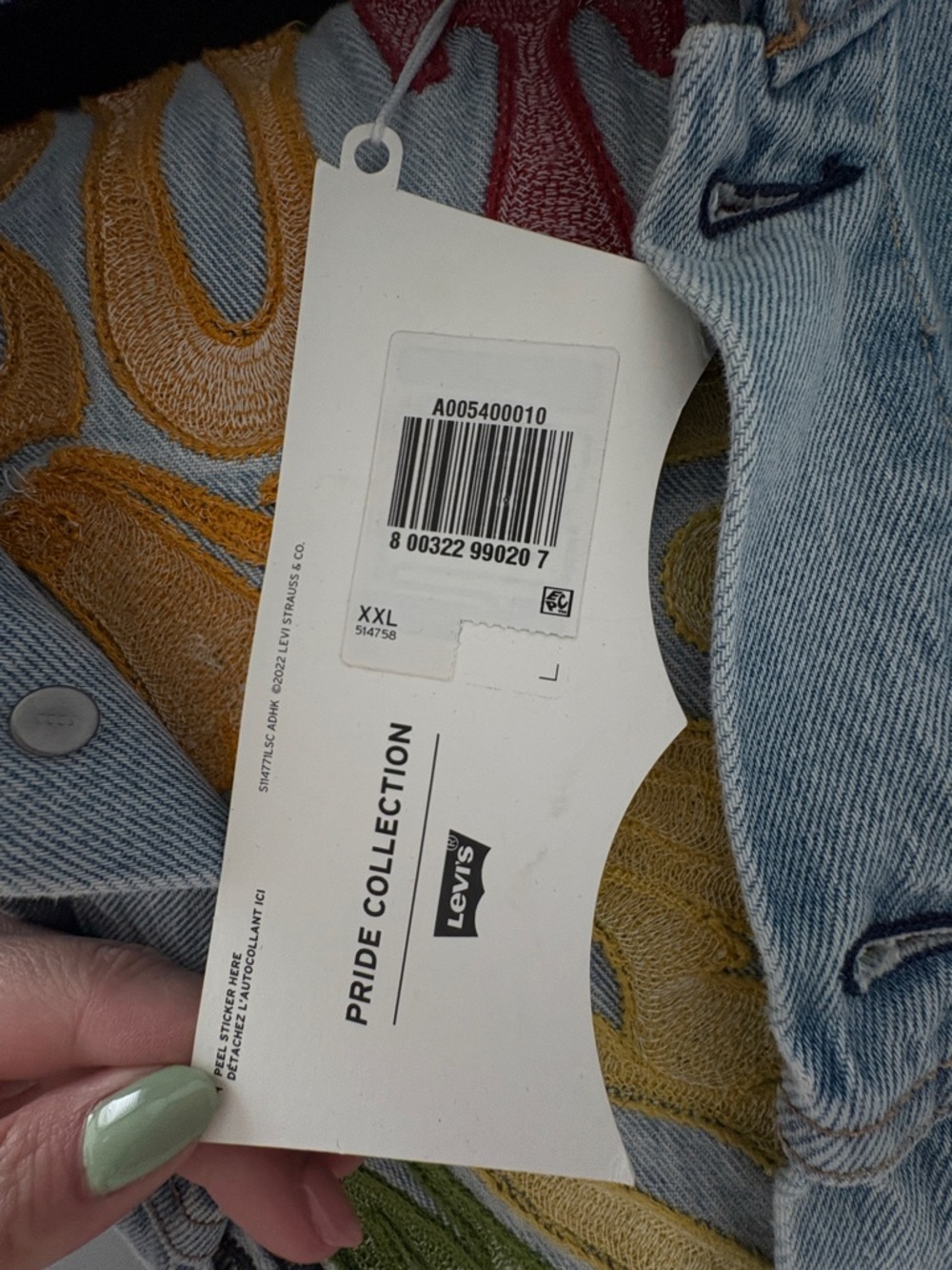 NWT Levis Embroidered Light Wash Jean Denim Jacket - Pride 2022 - Picture 5 of 7